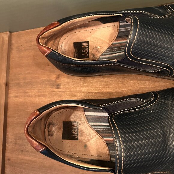 J&M Mens Black Leather Slip On Loafers Size 9M - Picture 6 of 8